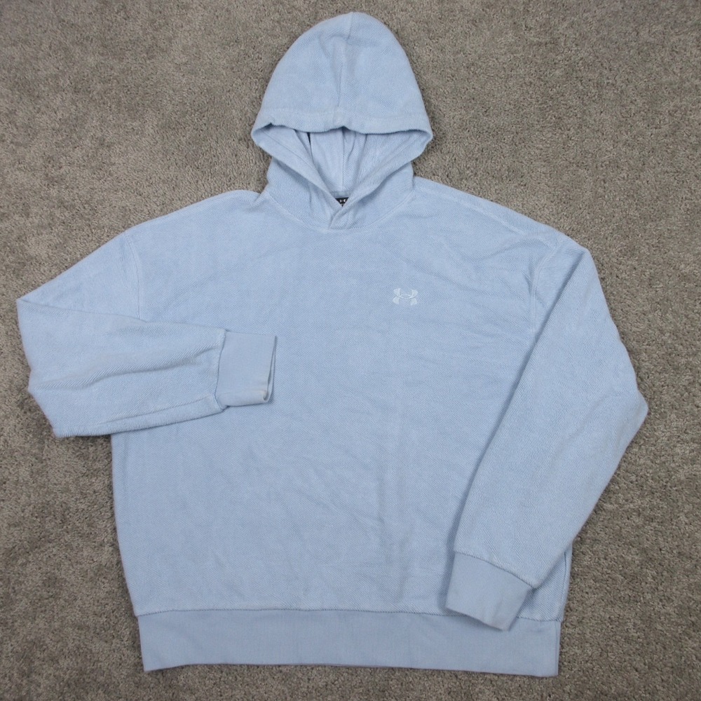 Under Armour Sweater Mens XL Blue Solid Heavy Soft Pullover Hoodie Sweatshirt